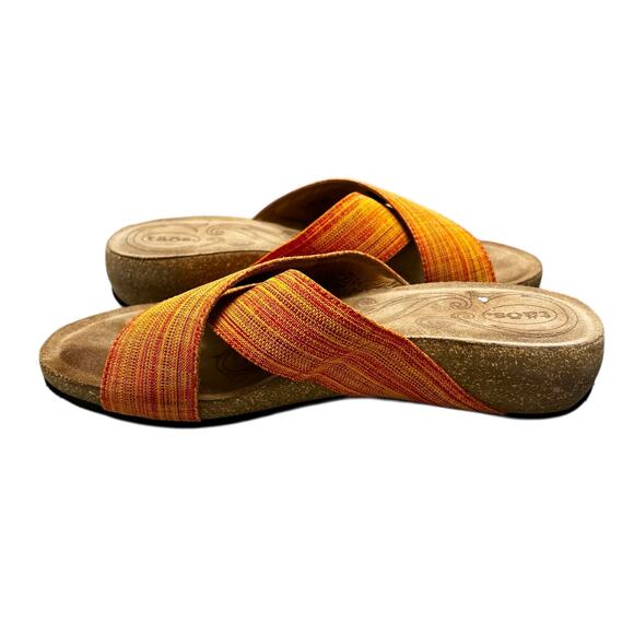 TAOS Orange weave low cork wedge slip on sandals comfort euro 41 US  sz 10 - Picture 7 of 10